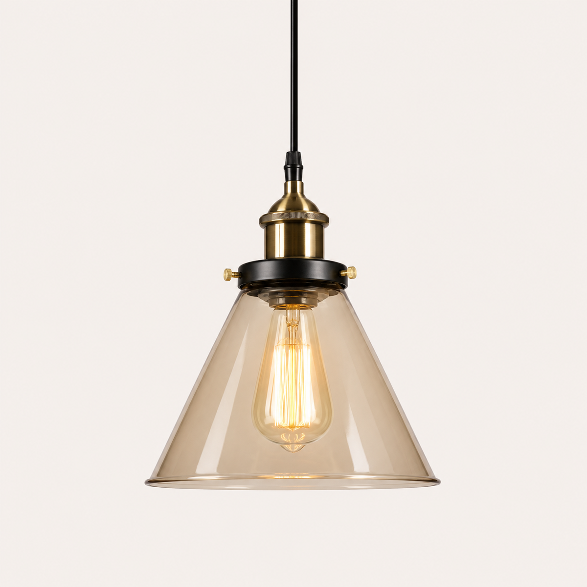 Industrial Glass Pendant Light - Vintage Flared Shade
