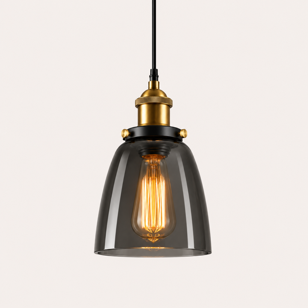 Industrial Glass Pendant Light - Vintage Bell Shade