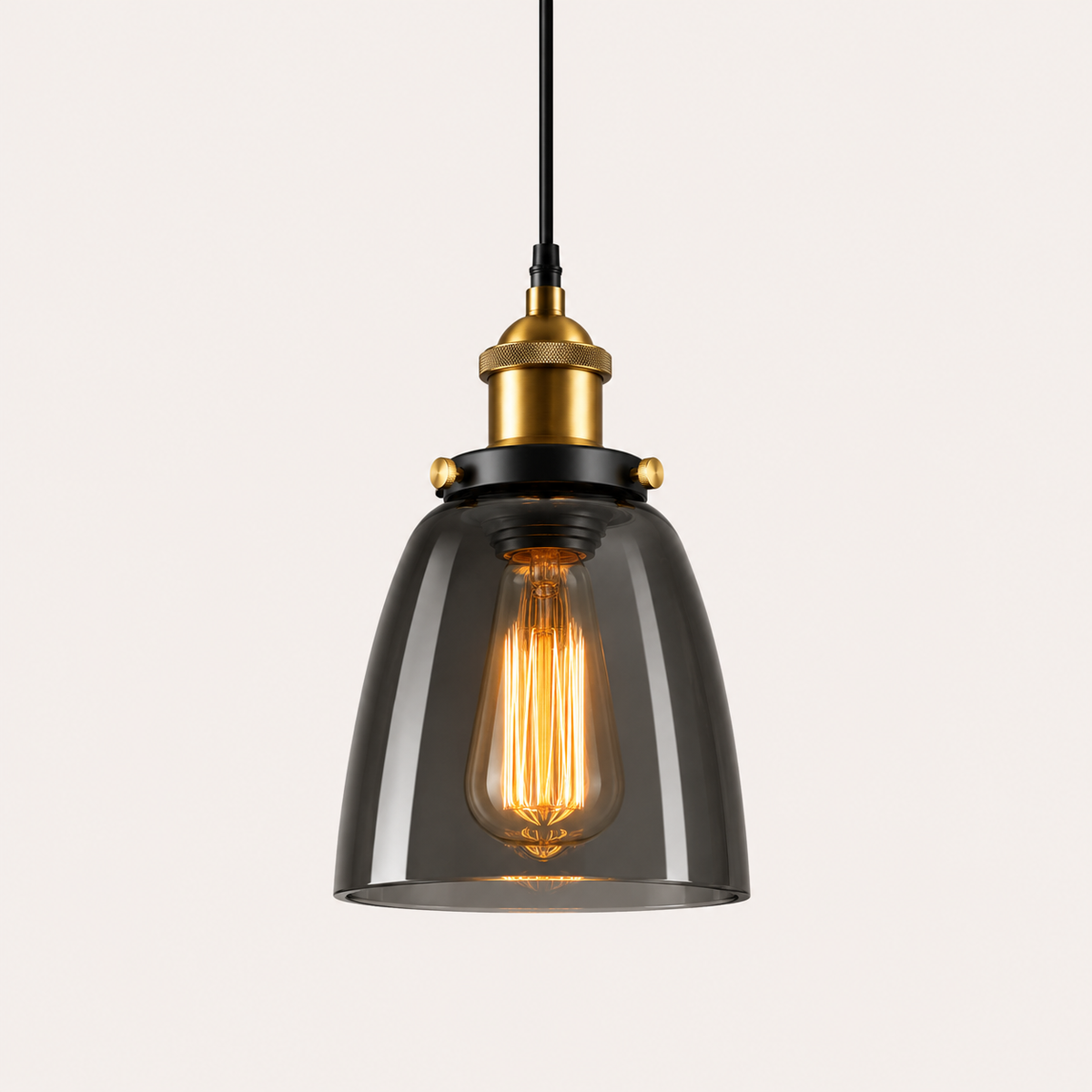 Industrial Glass Pendant Light - Vintage Bell Shade