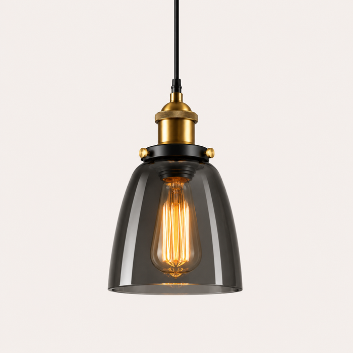 Industrial Glass Pendant Light - Vintage Bell Shade