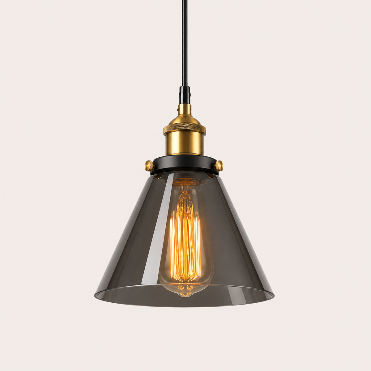 Industrial Glass Pendant Light - Vintage Flared Shade