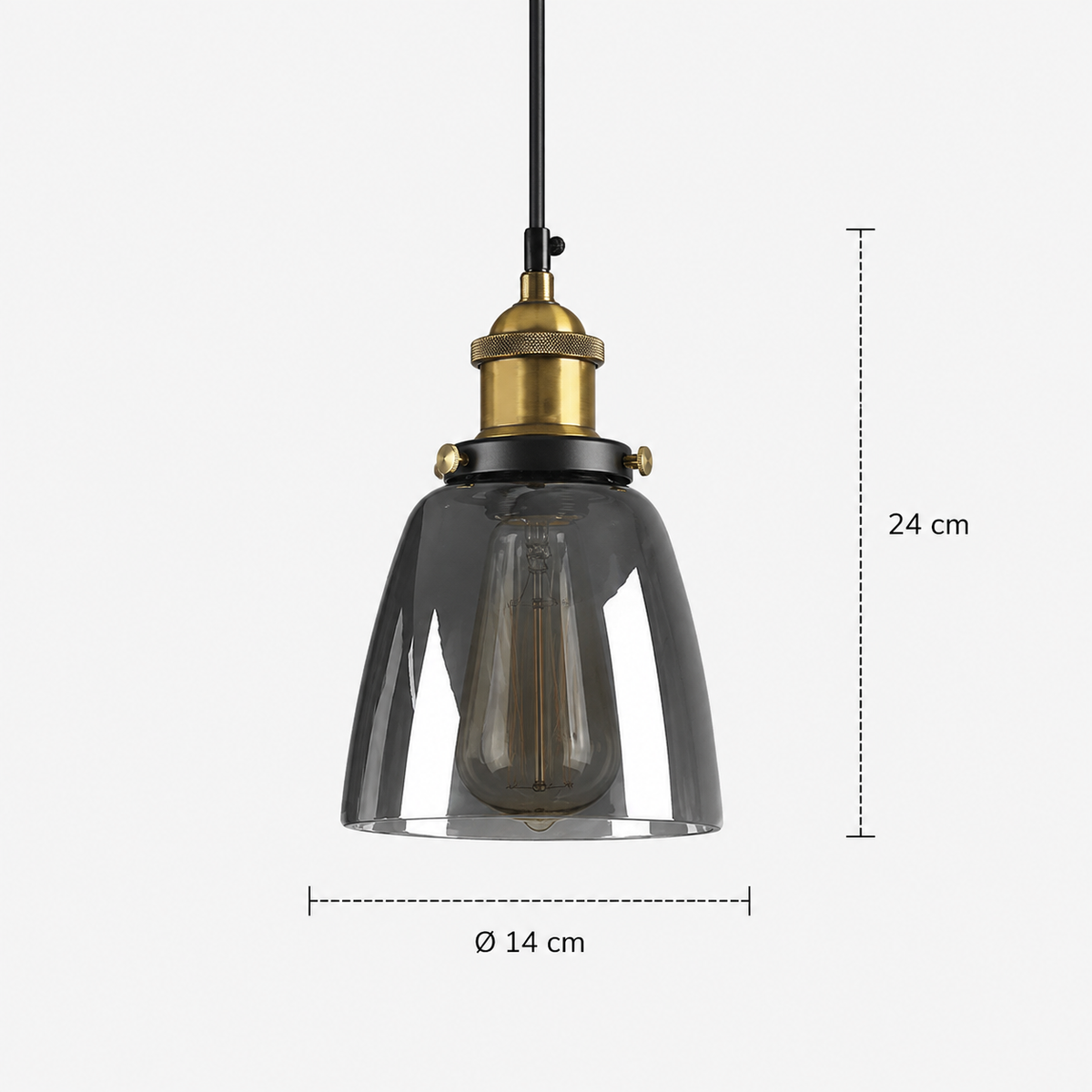 Industrial Glass Pendant Light - Vintage Bell Shade