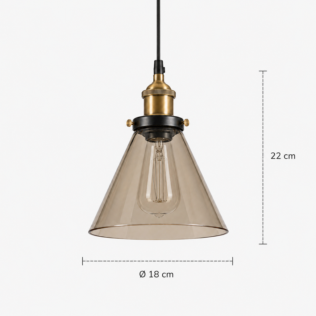 Industrial Glass Pendant Light - Vintage Flared Shade