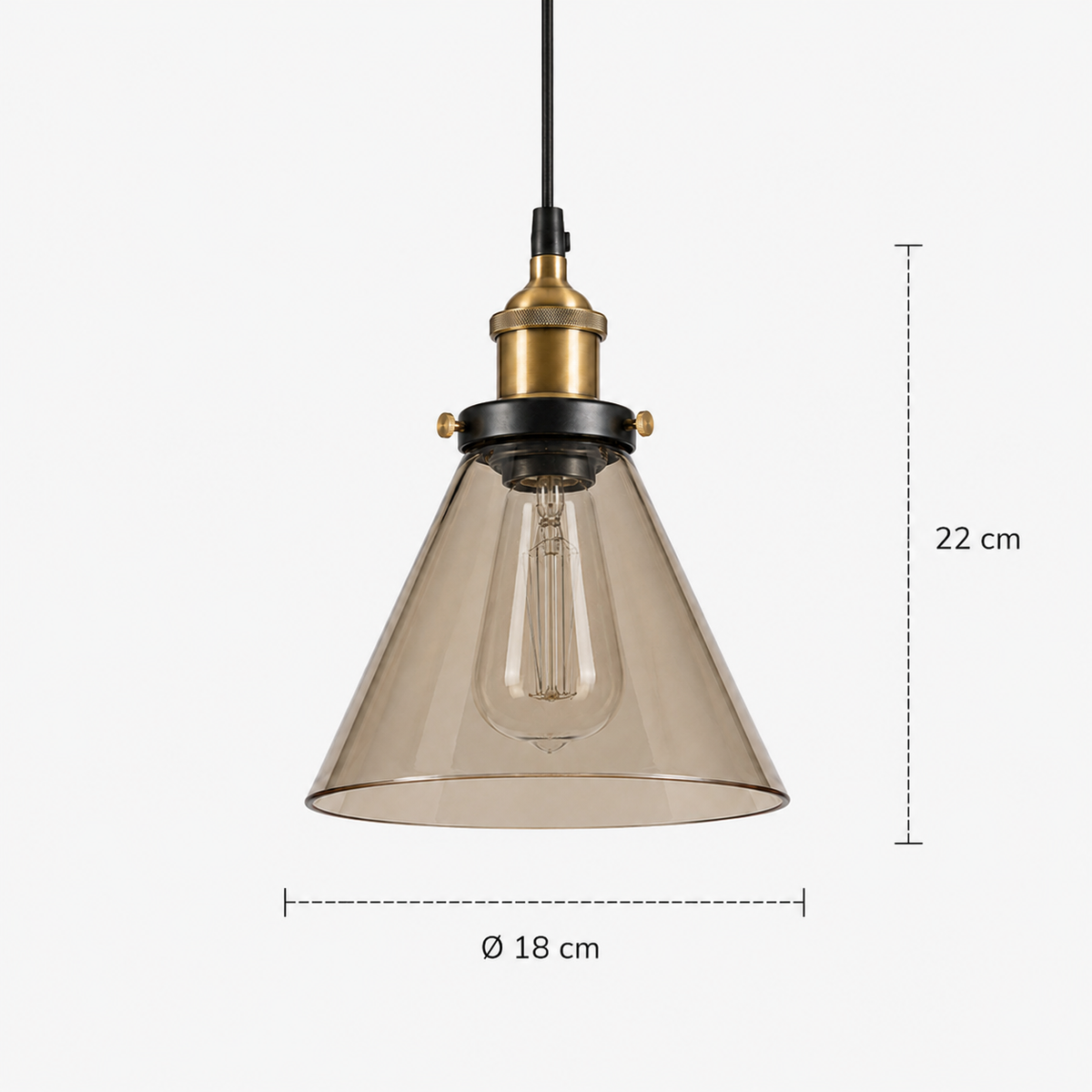 Industrial Glass Pendant Light - Vintage Flared Shade