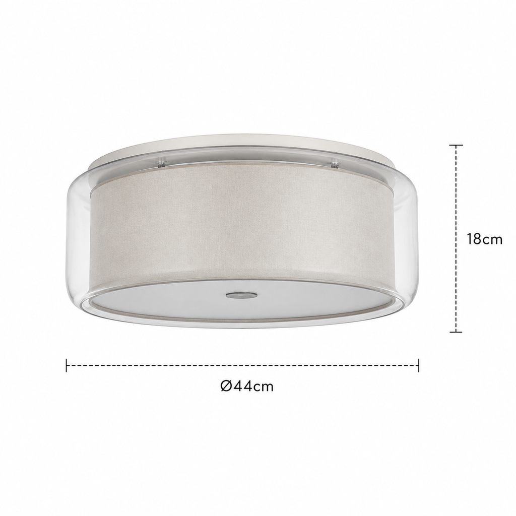 Glass Flush Mount Ceiling Light - 36W Dimmable Hallway and Bedroom
