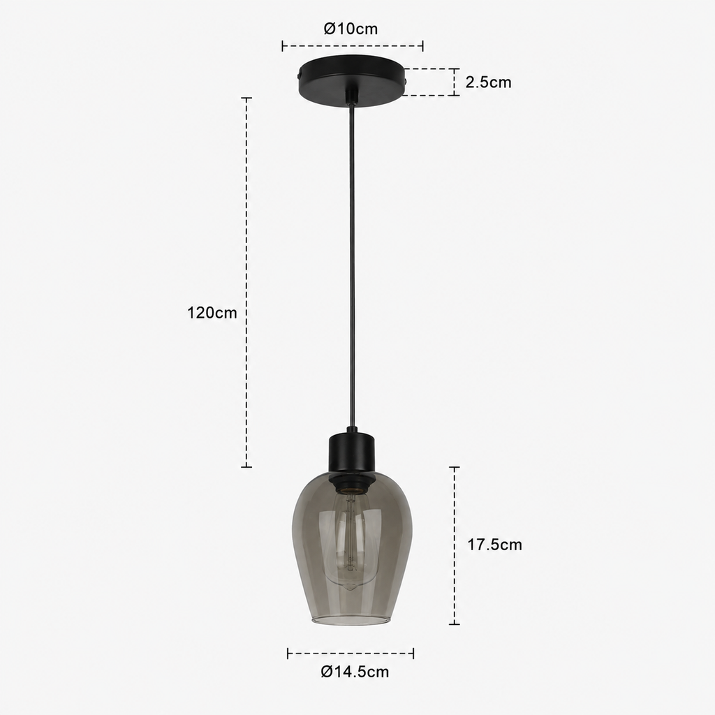 Glass Pendant Light - Vintage Black Dining Cluster Light