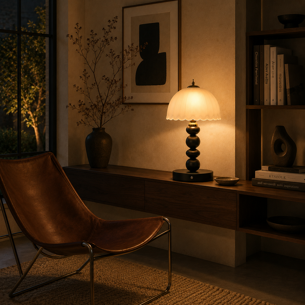 Glass Table Lamp - Nordic Sculptural Bedside Lamp
