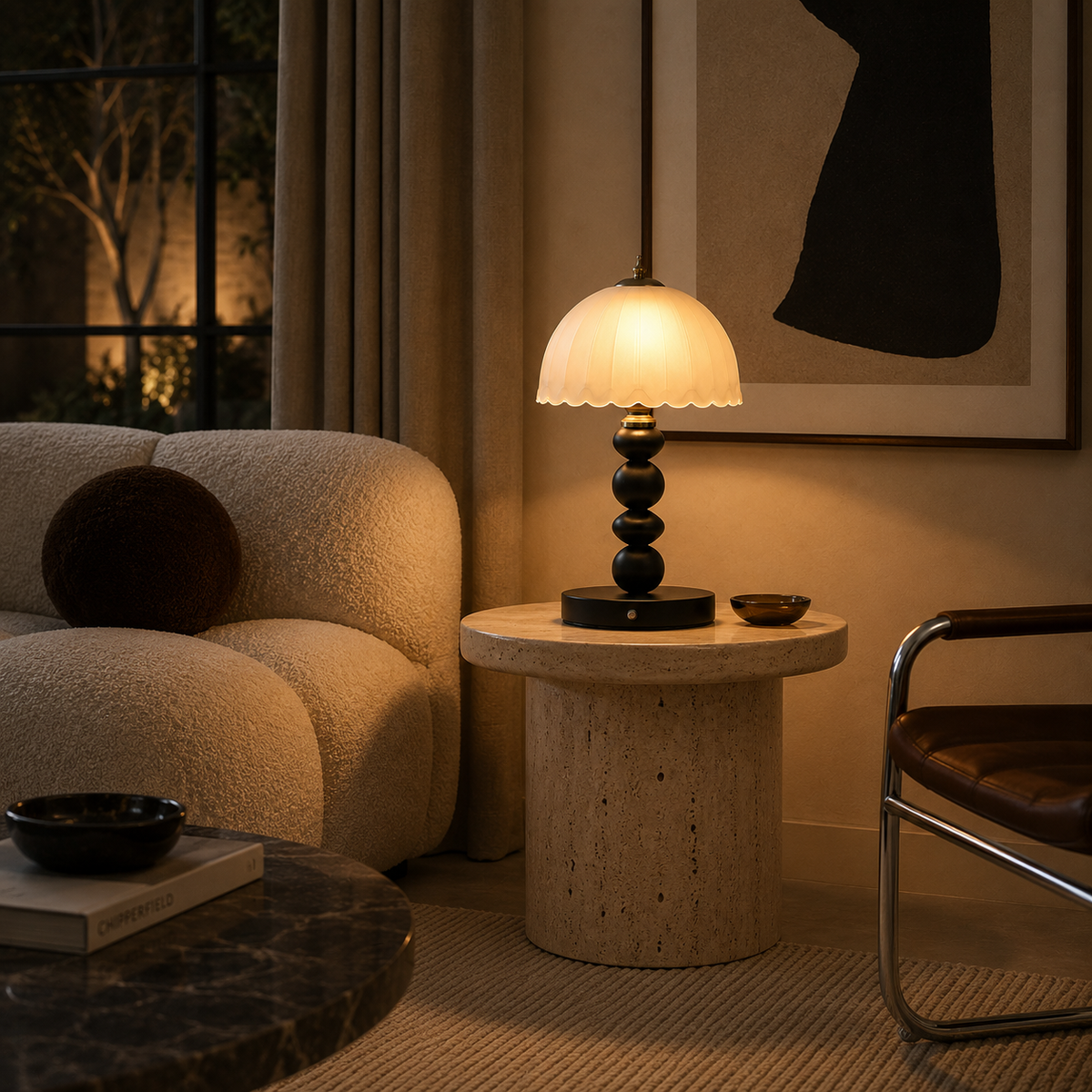 Glass Table Lamp - Nordic Sculptural Bedside Lamp