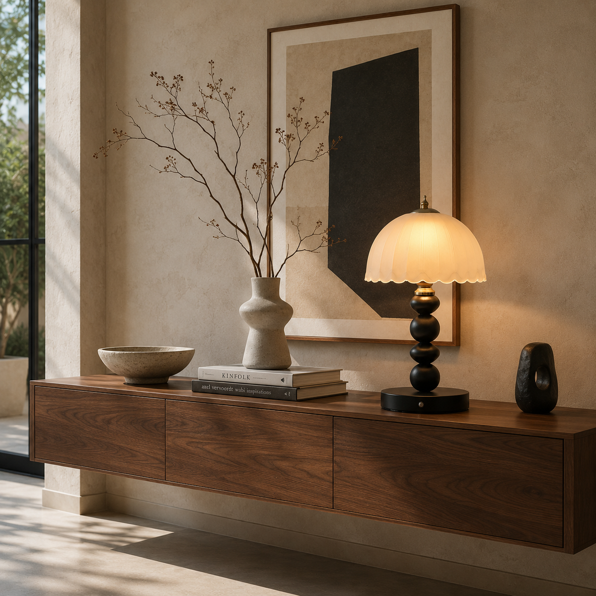 Glass Table Lamp - Nordic Sculptural Bedside Lamp