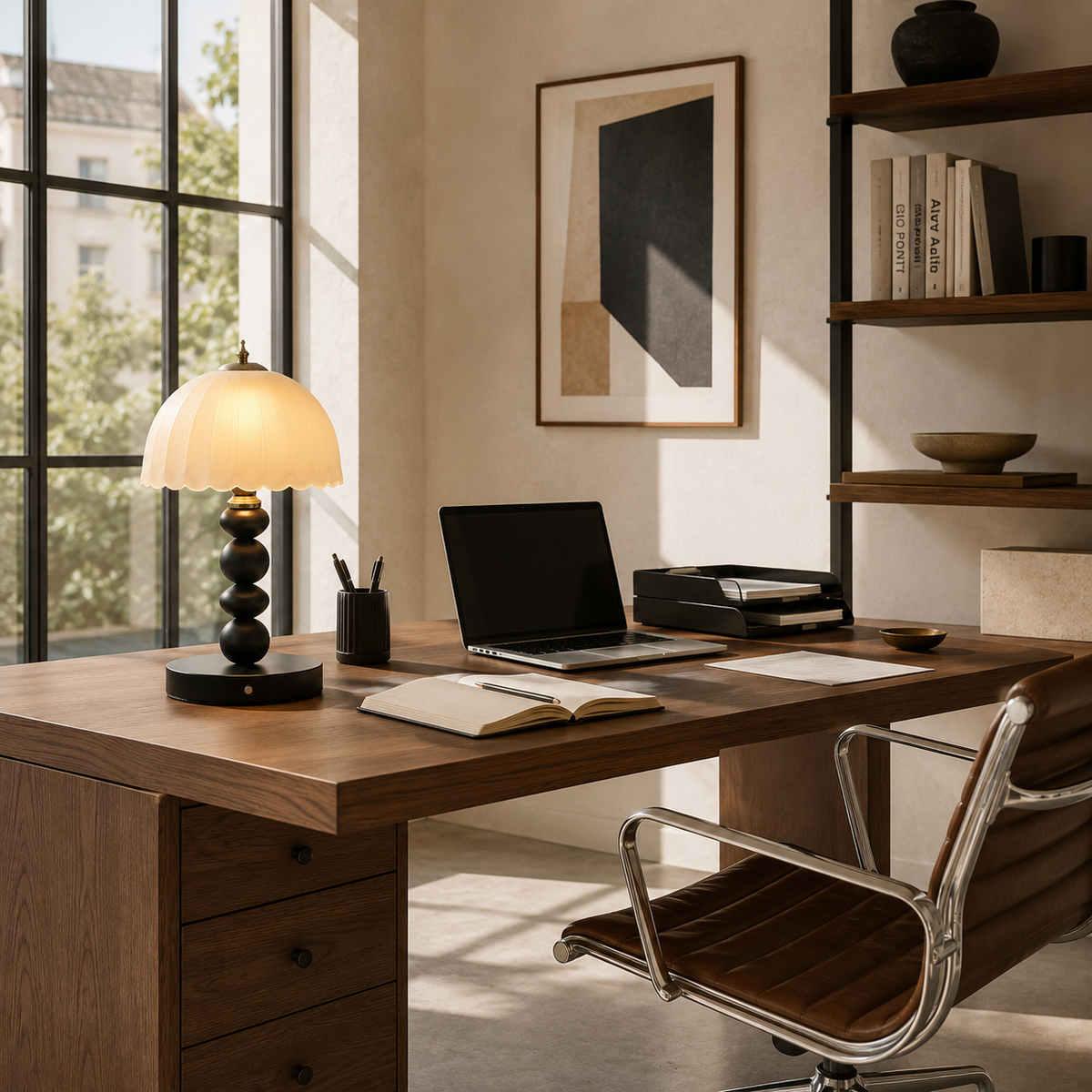 Glass Table Lamp - Nordic Sculptural Bedside Lamp