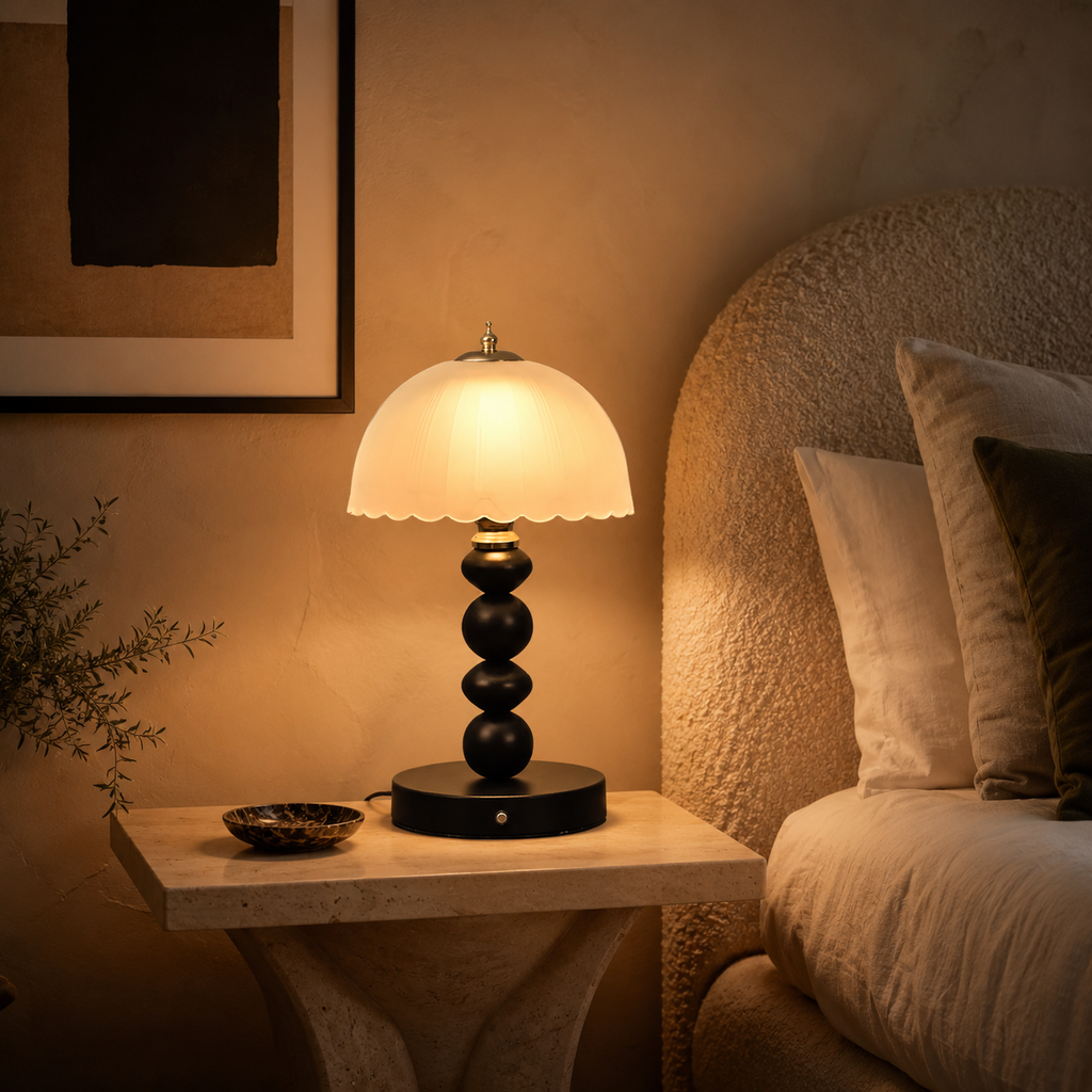 Glass Table Lamp - Nordic Sculptural Bedside Lamp