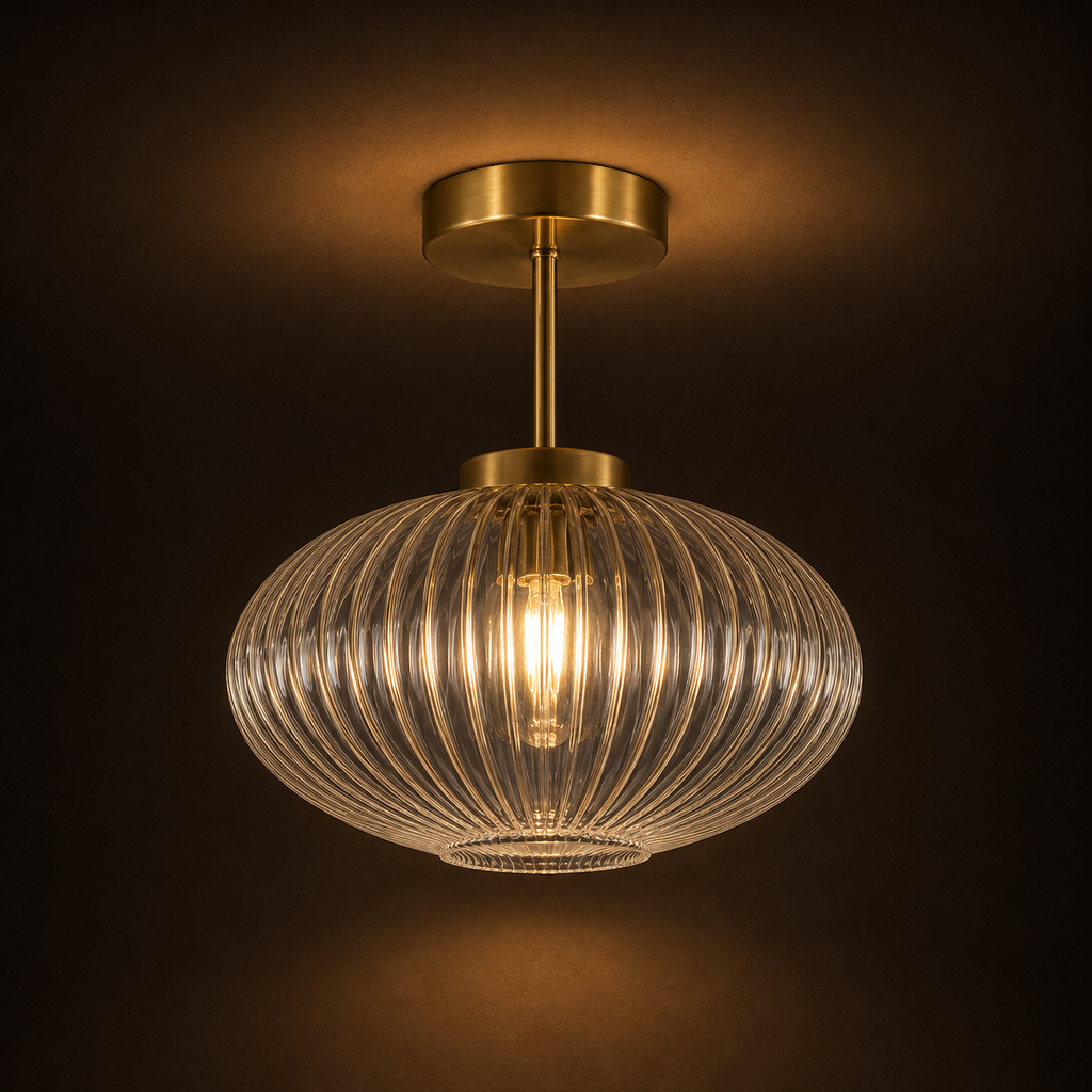 Gold Glass Ceiling Light - Hallway & Corridor Flush Light