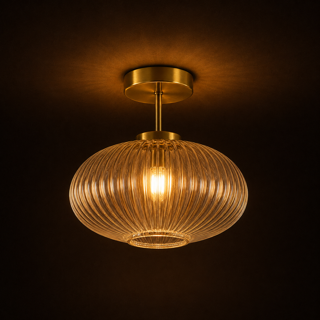 Gold Glass Ceiling Light - Hallway & Corridor Flush Light