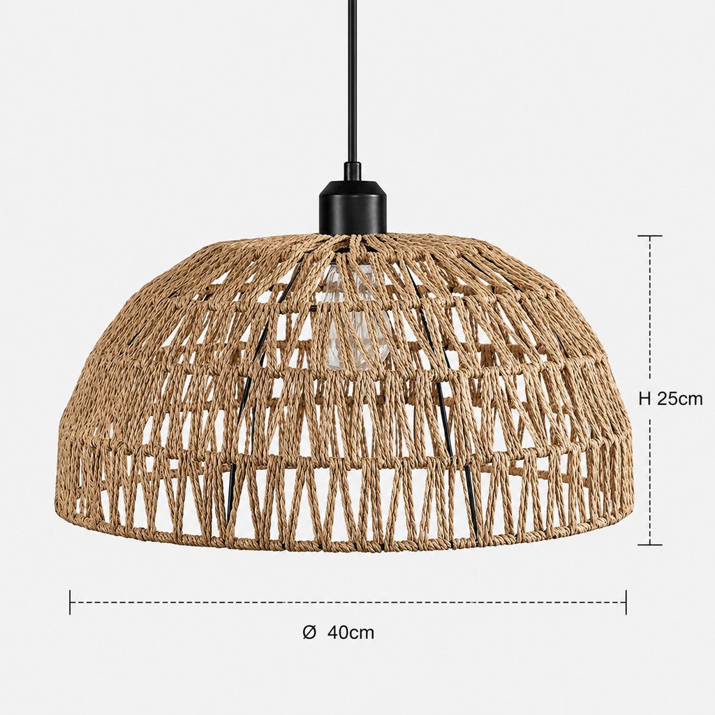Hemp Rope Pendant Light - Woven Japanese Boho Ceiling Light