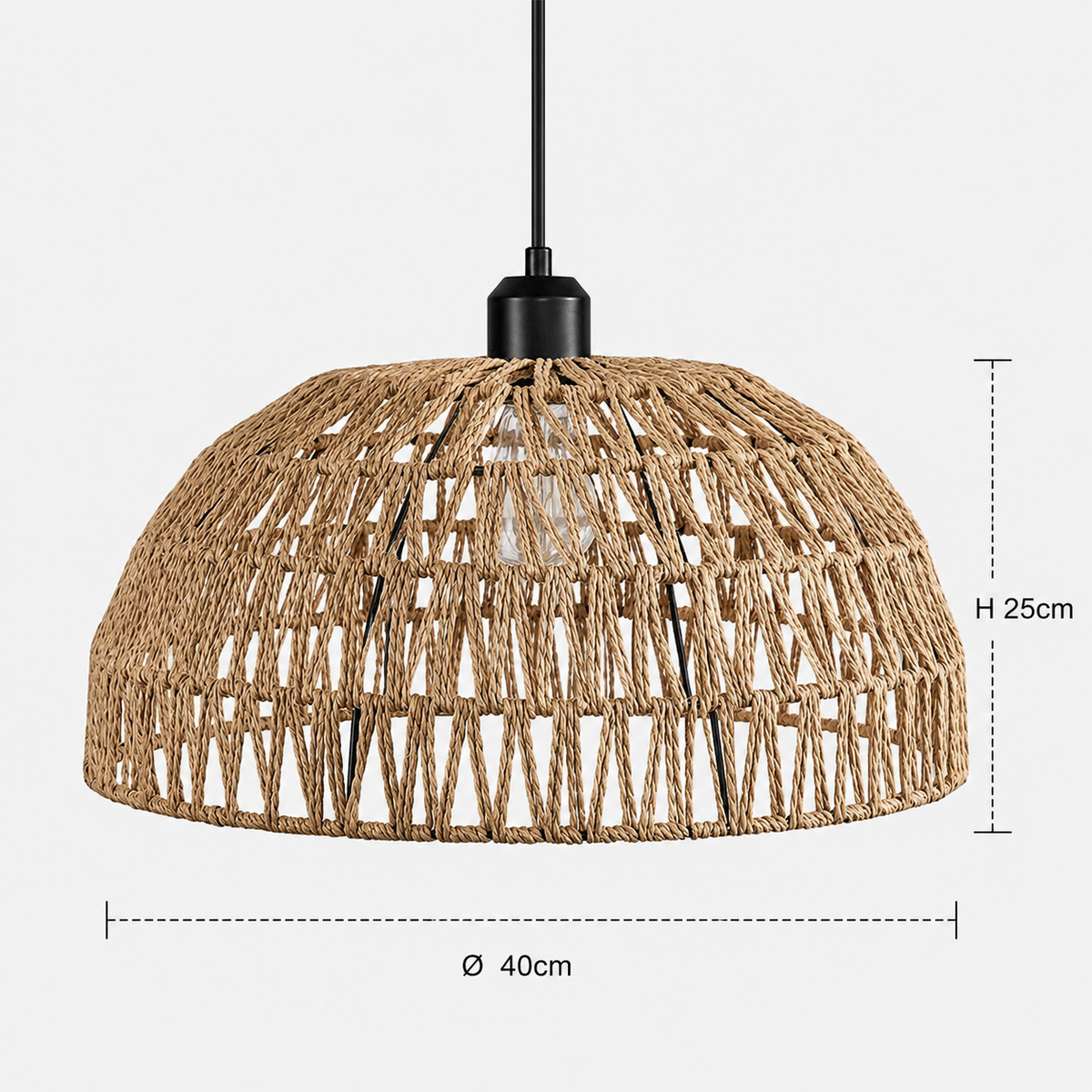 Hemp Rope Pendant Light - Woven Japanese Boho Ceiling Light