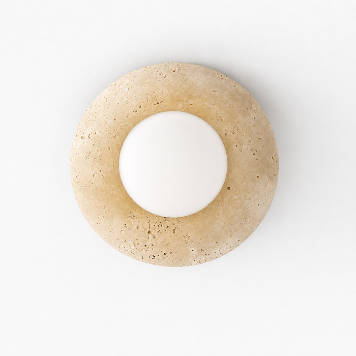 Travertine Wall Light - Natural Stone Eclipse Sconce