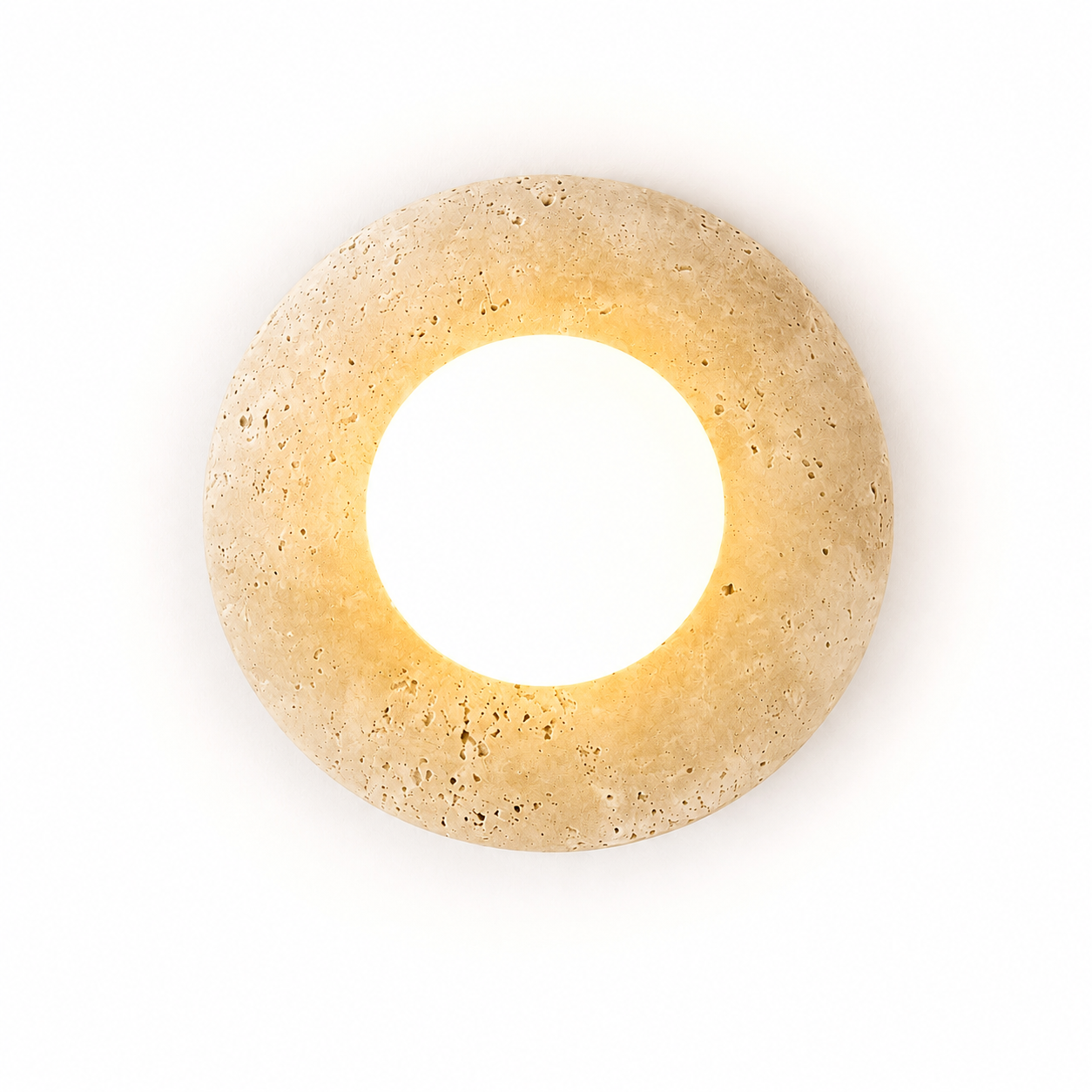 Travertine Wall Light - Natural Stone Eclipse Sconce