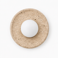 Travertine Wall Light - Textured Disc Glass Globe Sconce
