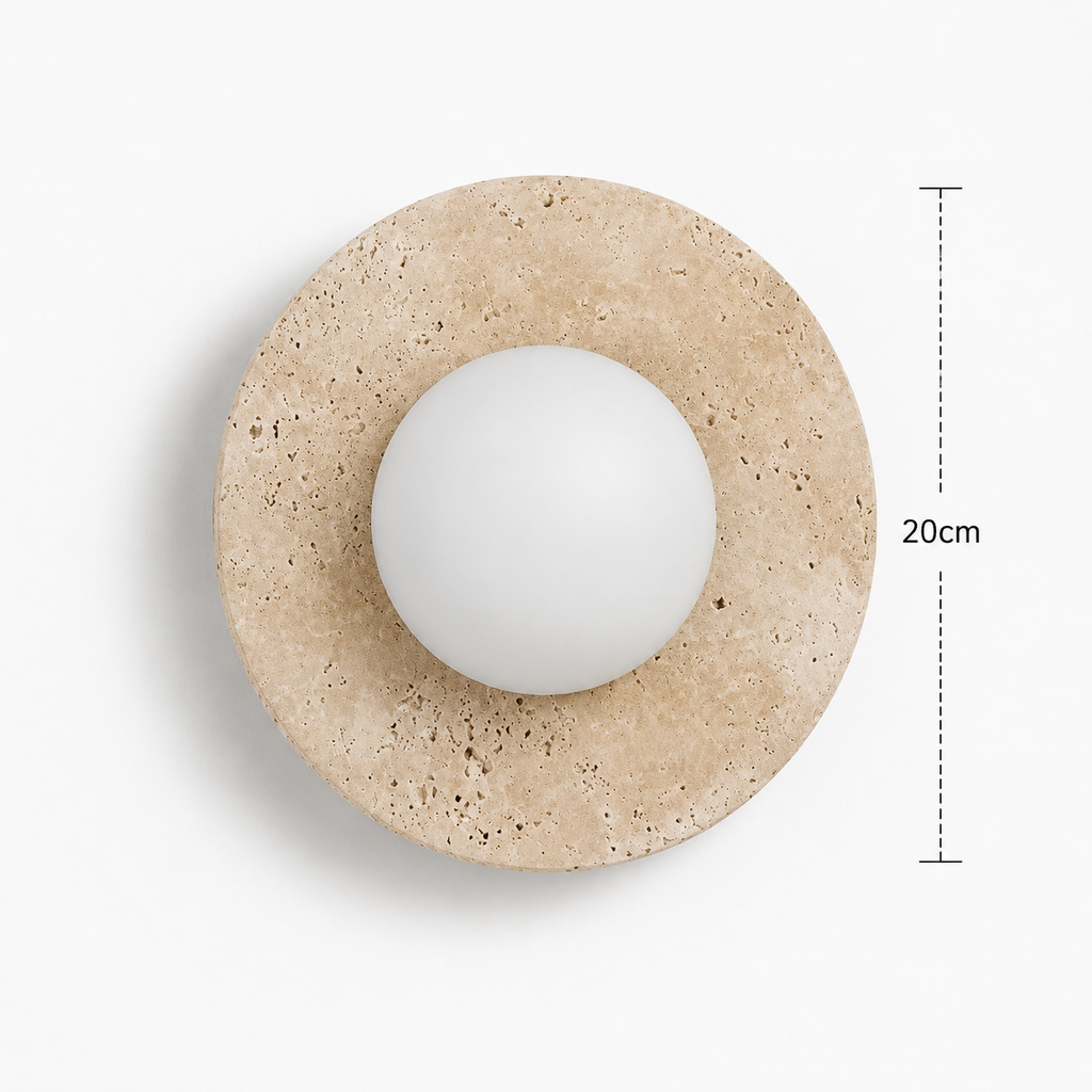 Travertine Wall Light - Natural Stone Eclipse Sconce