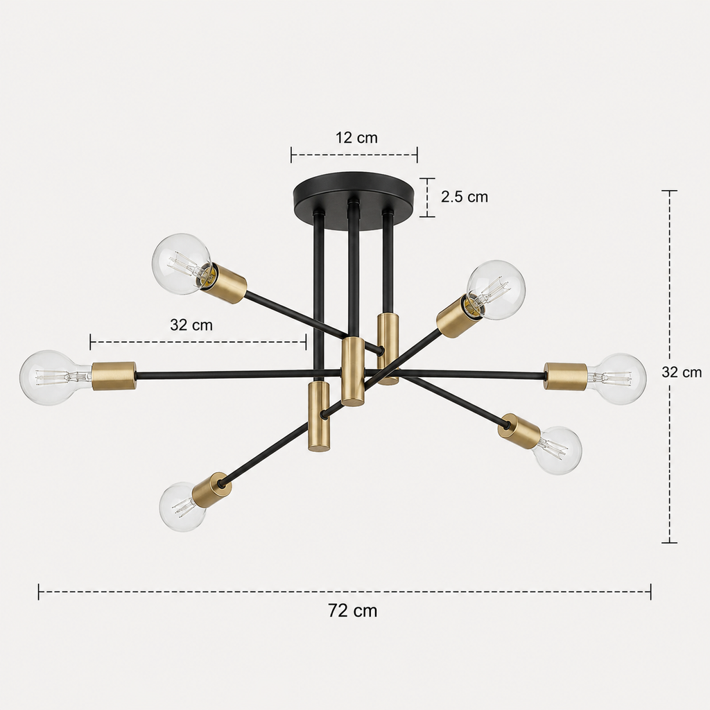 Industrial Chandelier - Vintage 6-Light E27 Ceiling Light