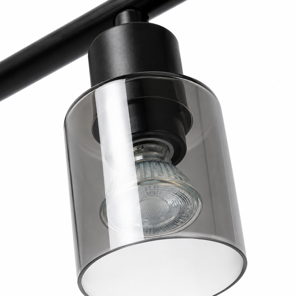 Industrial Pendant Light - 4-Bulb Black Dining Cluster Light