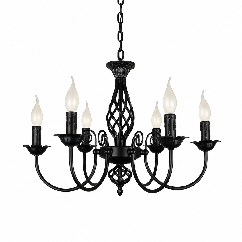 Iron Chandelier - European Black 6-Light Ceiling Light