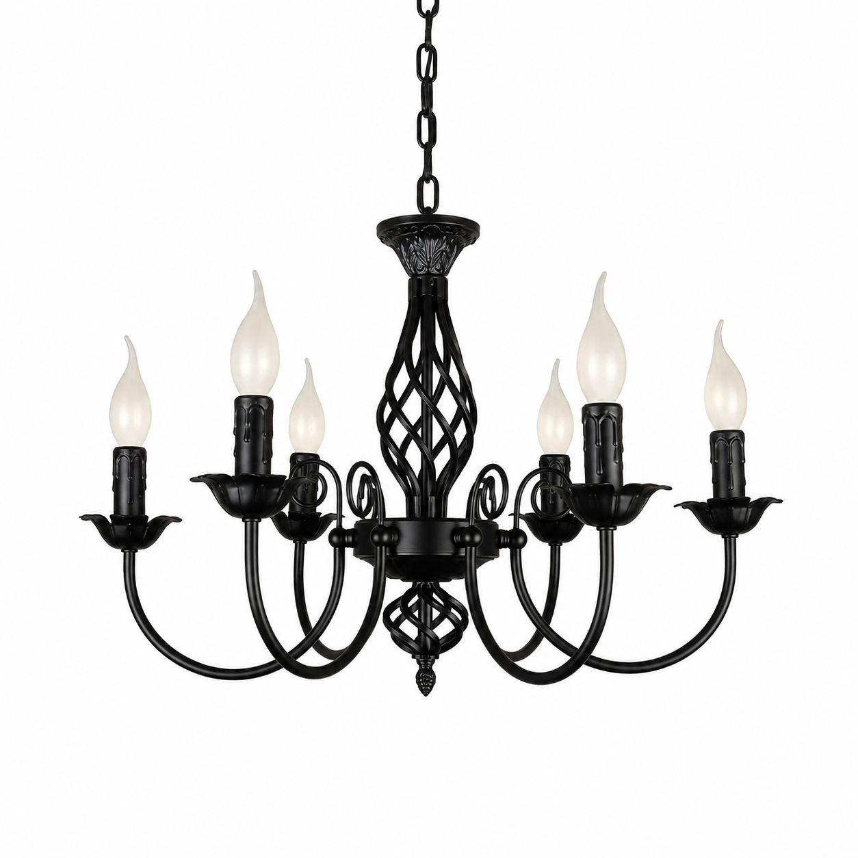 Iron Chandelier - European Black 6-Light Ceiling Light