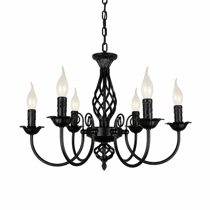 Iron Chandelier - European Black 6-Light Ceiling Light