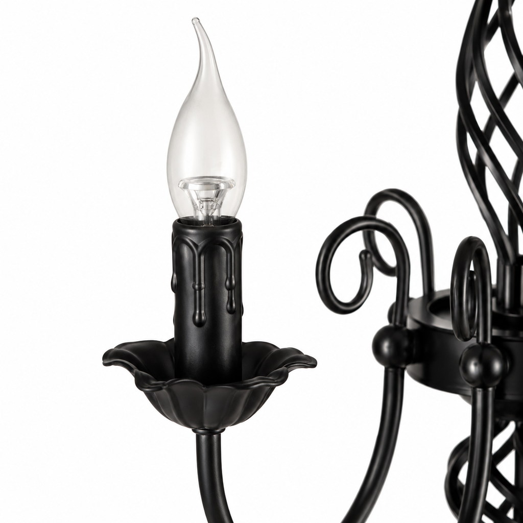 Iron Chandelier - European Black 6-Light Ceiling Light