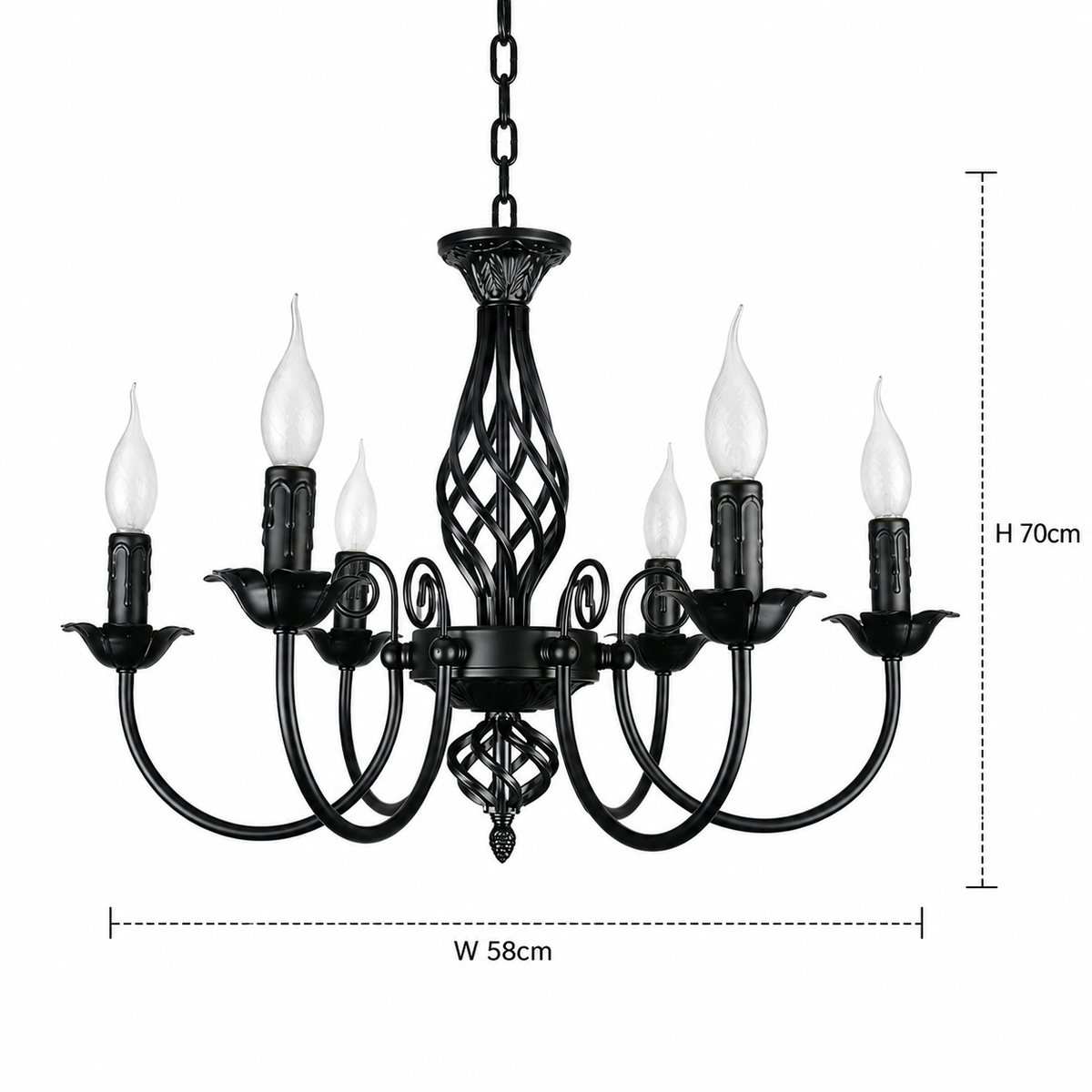 Iron Chandelier - European Black 6-Light Ceiling Light