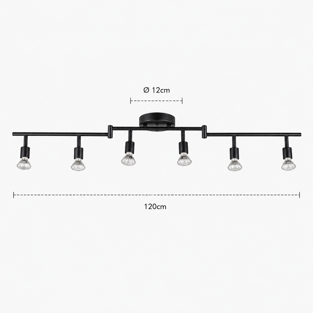LED Ceiling Spotlight - Foldable 6-Head Bar
