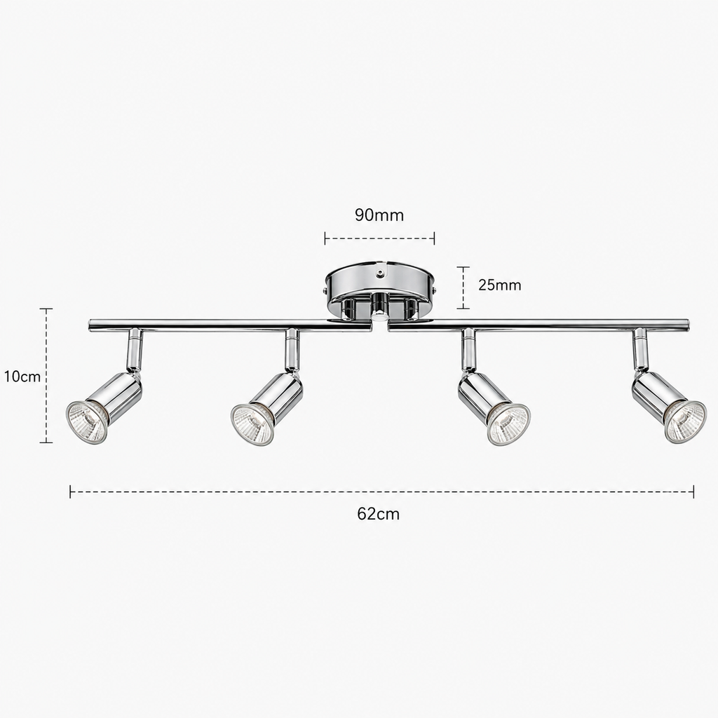 LED Ceiling Spotlight - Foldable 4-Head Bar