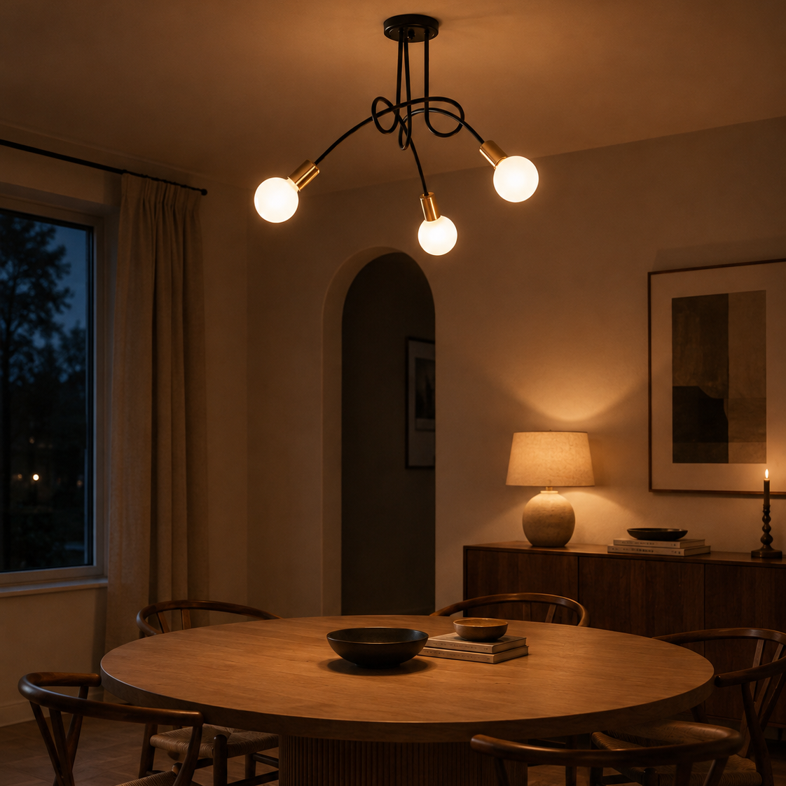 LED Chandelier - Modern 3-Light Living Room Ceiling Light