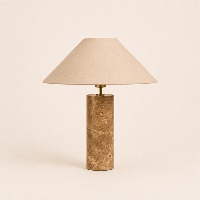 Marble Table Lamp - Nordic Cylindrical White Fabric Lamp