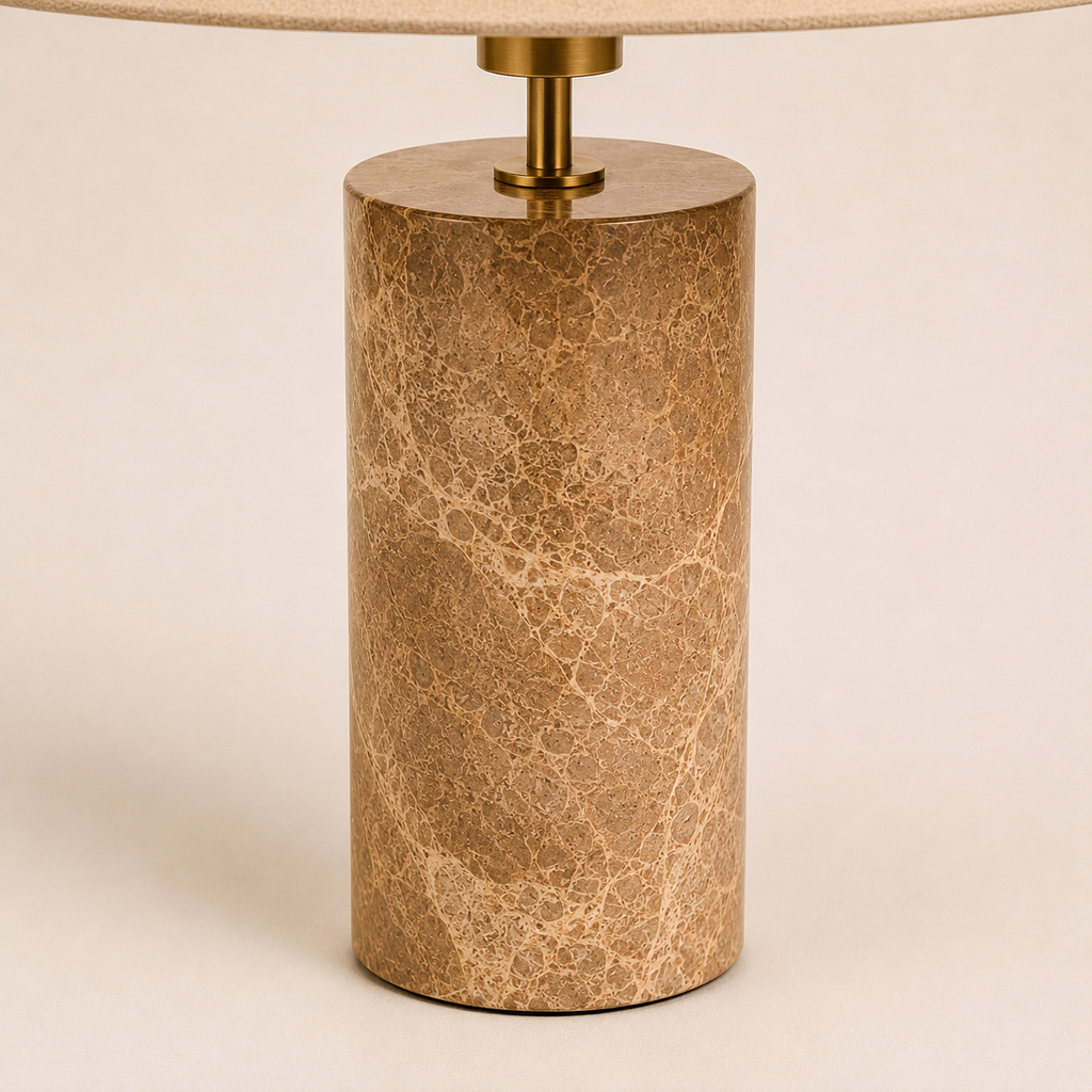 Marble Table Lamp - Nordic Cylindrical White Fabric Lamp