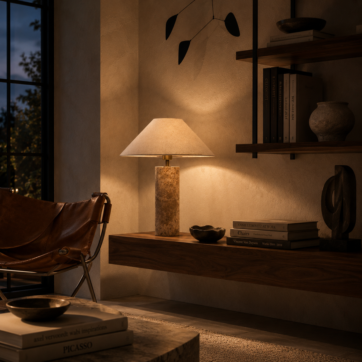 Marble Table Lamp - Nordic Cylindrical White Fabric Lamp