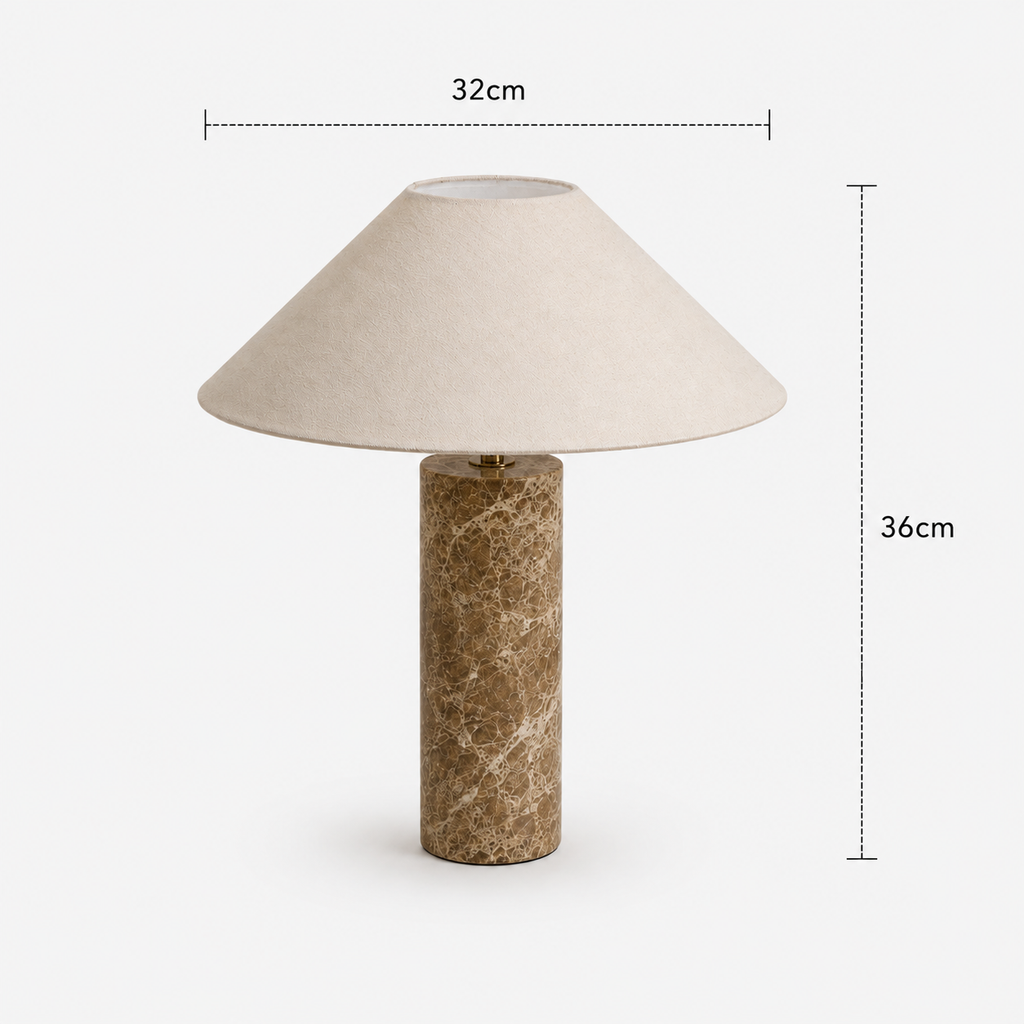 Marble Table Lamp - Nordic Cylindrical White Fabric Lamp