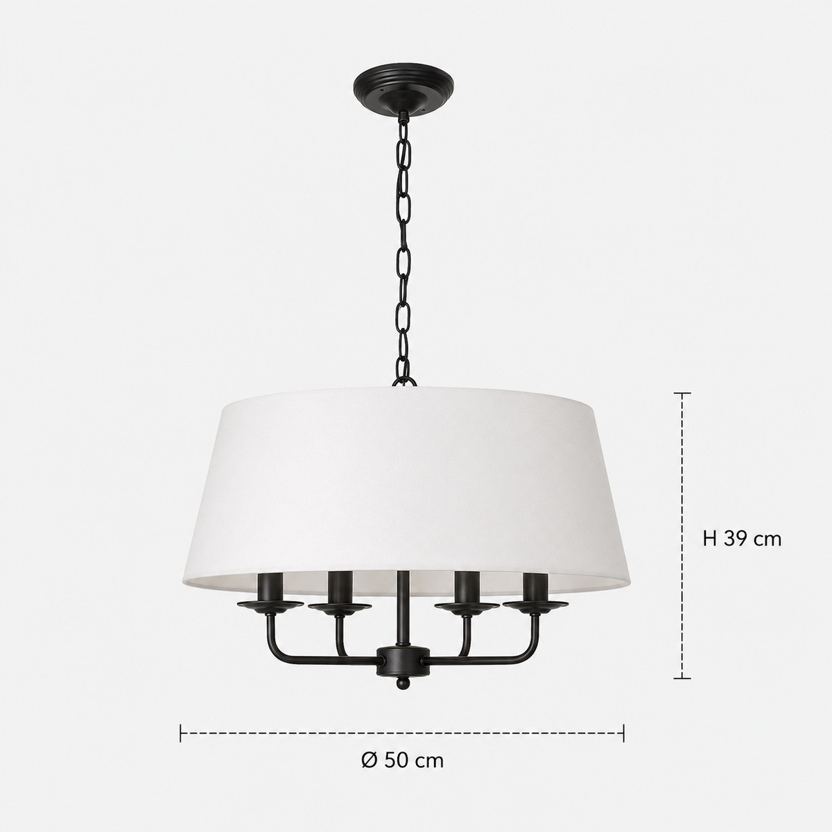Nordic Chandelier - Hemp and White Restaurant Ceiling Light