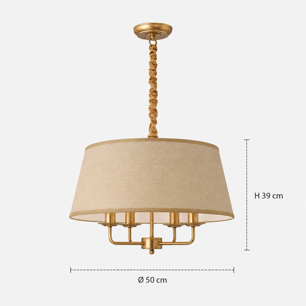 Nordic Chandelier - Hemp and White Restaurant Ceiling Light