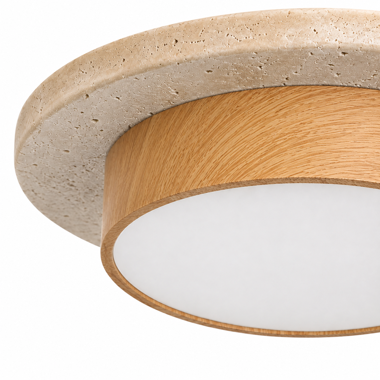 Travertine Stone Ceiling Light - Semi-Flush Japandi Light