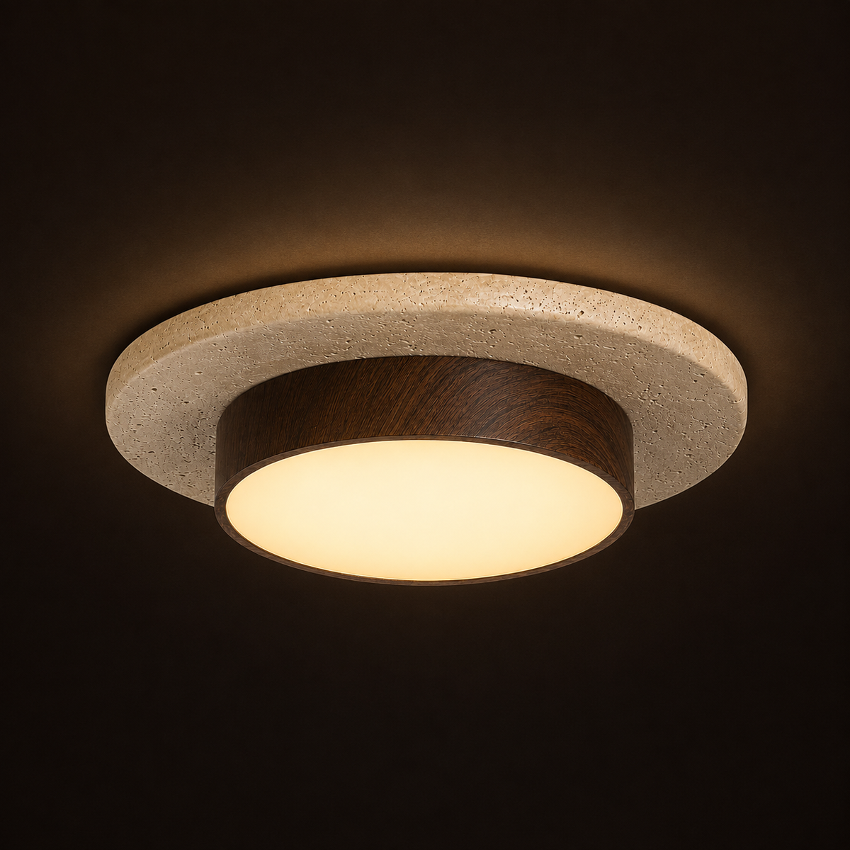 Travertine Stone Ceiling Light - Semi-Flush Japandi Light
