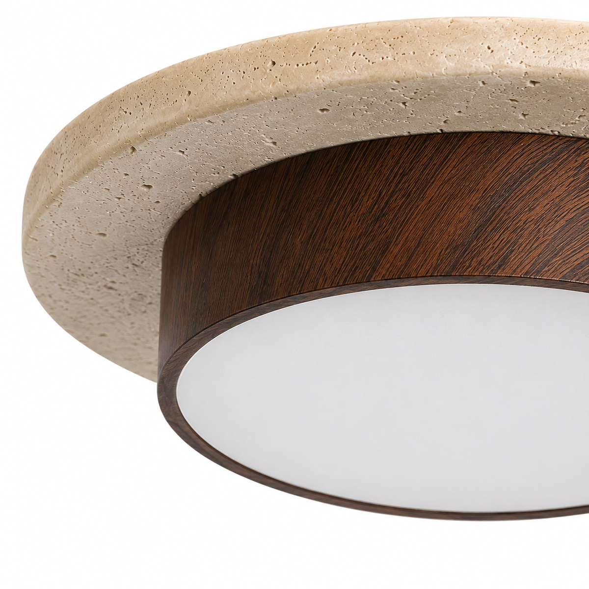 Travertine Stone Ceiling Light - Semi-Flush Japandi Light