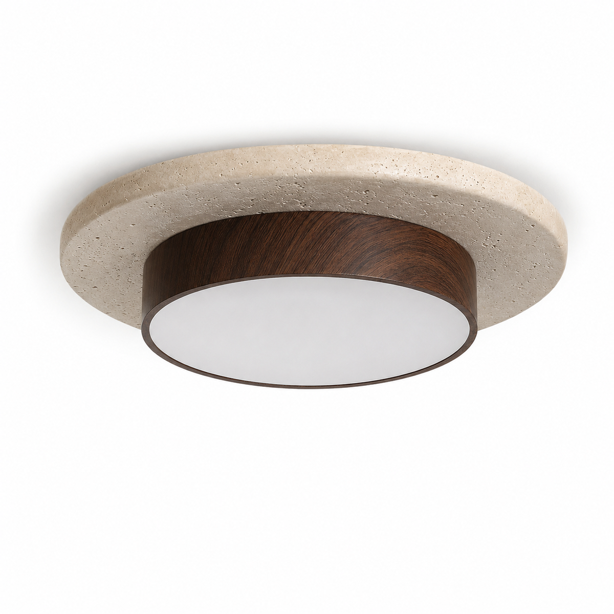 Travertine Stone Ceiling Light - Semi-Flush Japandi Light