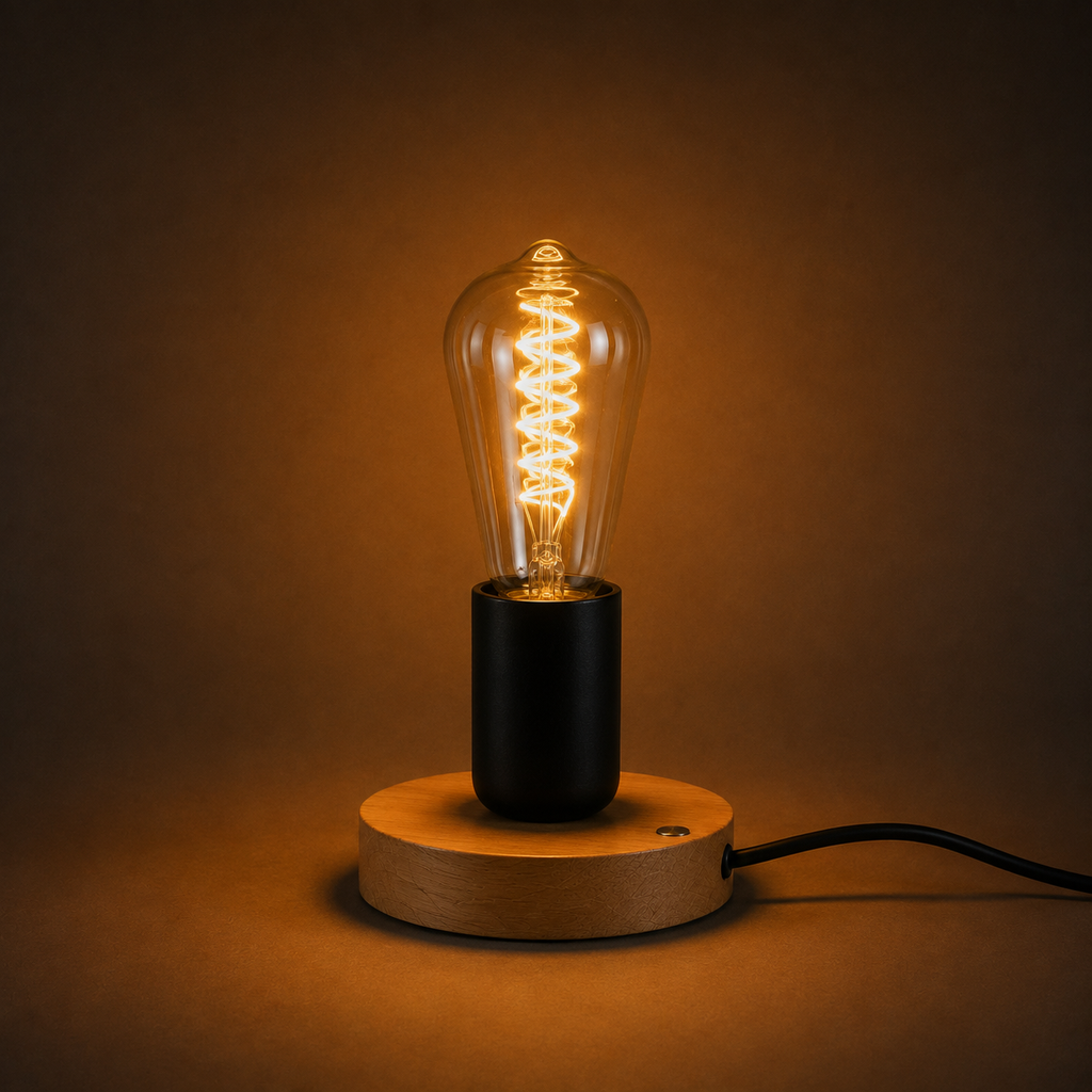 Wood Table Lamp - Modern Retro E27 Desk Lamp