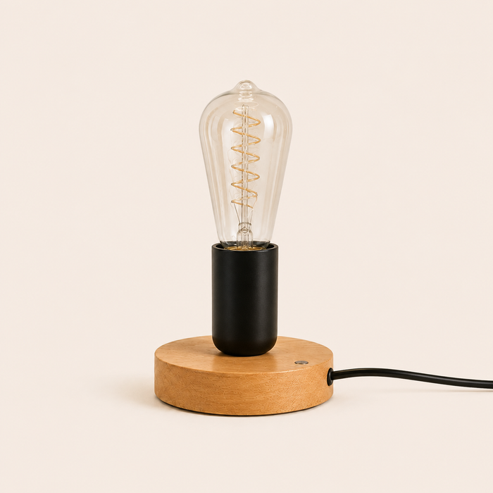 Wood Table Lamp - Modern Retro E27 Desk Lamp