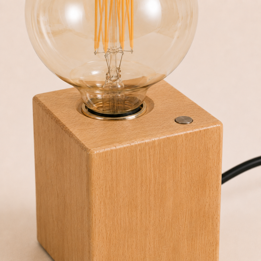 Wood Table Lamp - Modern Retro E27 Desk Lamp