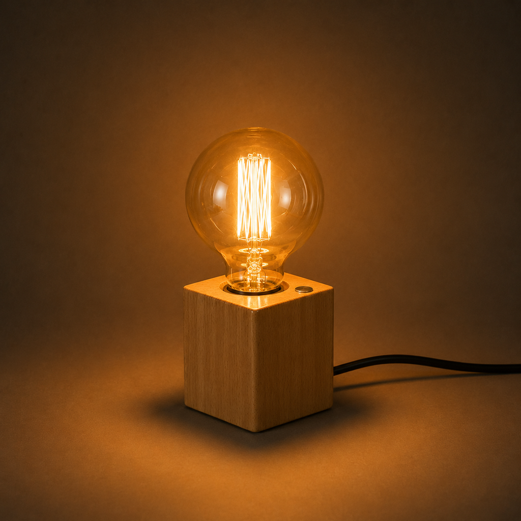 Wood Table Lamp - Modern Retro E27 Desk Lamp