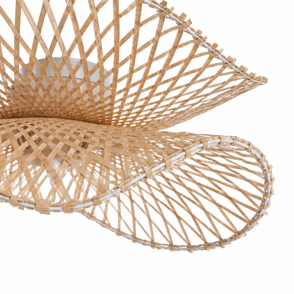 Woven Bamboo & Wood Chandelier - Rattan E27 Pendant