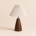 Pleated Table Lamp - Retro Walnut  Bedside Lamp