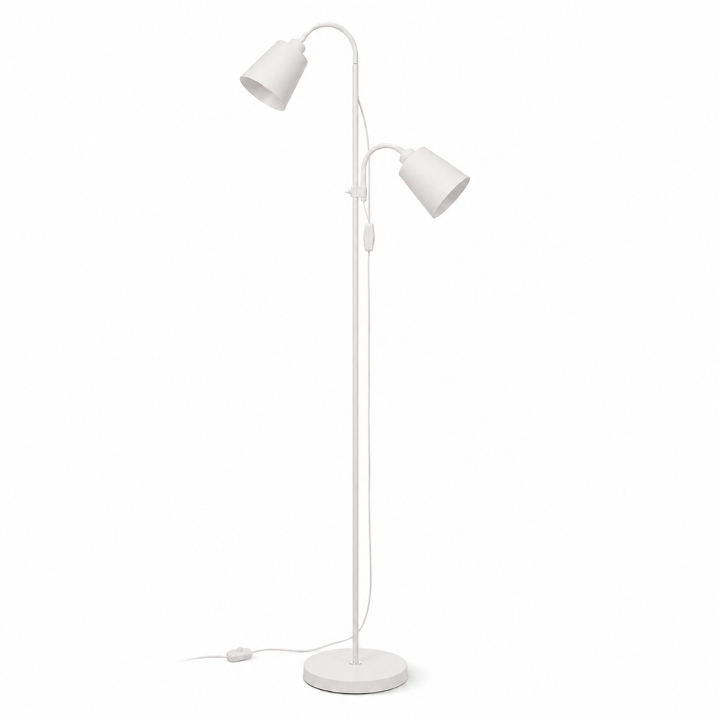 White Floor Lamp - Modern 2-Head E27 Reading Lamp